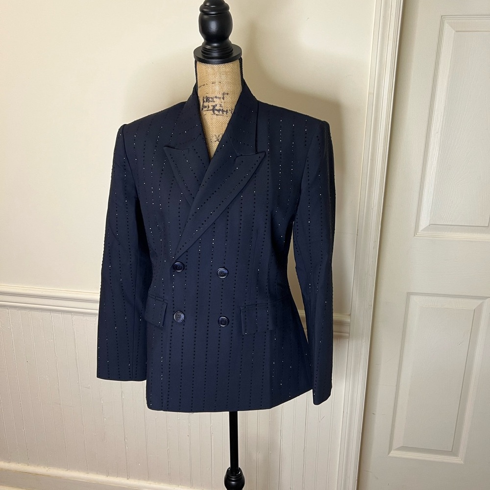 Mac‎ Duggal #R81160 size M Navy Bedazzled Blazer